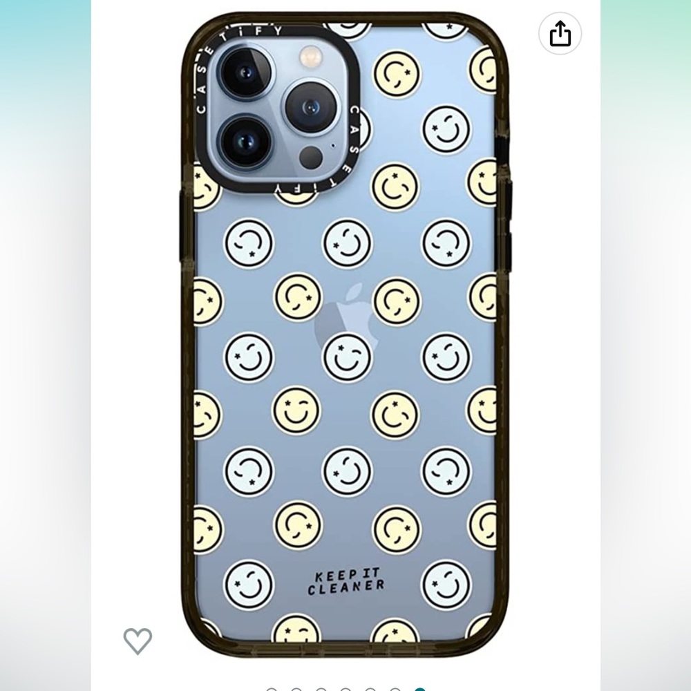 CASETiFY Impact Case for iPhone 13 Smiley Phone Case Keep It Cleaner Clear Black